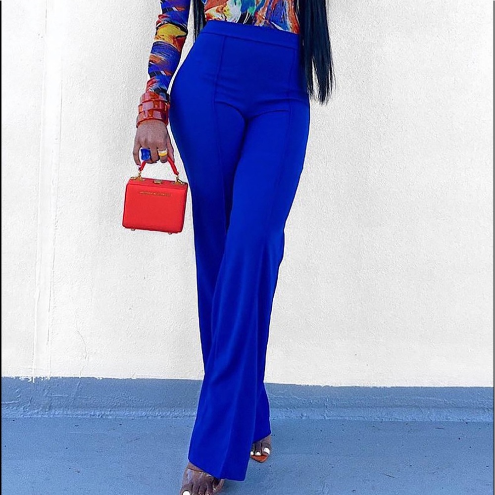 Blue high waist dress pants